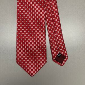 BORRELLI Red Cream Squares Silk Tie